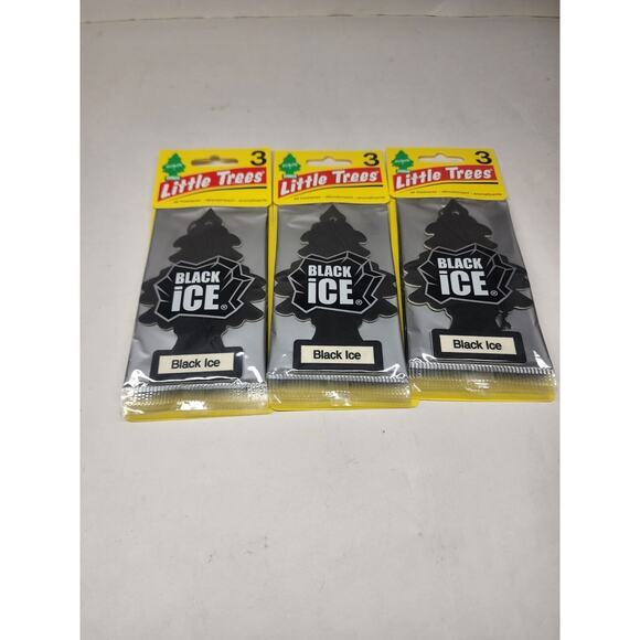 Little Trees Black Ice Hanging Air Freshener 3 Pack 9 Total - Picture 1 of 1